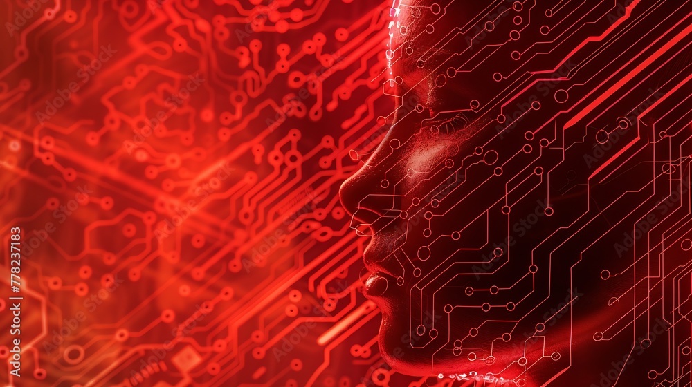 Fototapete Generative AI : Big data and artificial intelligence concept. Machine learning and cyber mind domination concept