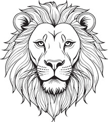 hand drawn lion face line art vector