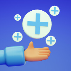 Obraz premium Hand with healthcare. 3d render.