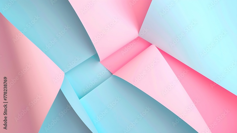 Aufkleber generative ai : abstract background of pink and blue paper, minimal geometric concept design