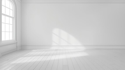Generative AI : Empty white room modern space interior 3d rendering image.A blank wall with pure white. 