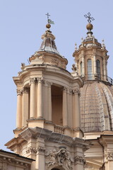 Fototapeta na wymiar Sant'Agnese in Agone Church Tower and Dome in Rome, Italy