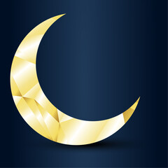 Golden Moon Ramadan Kareem on a Blue Background