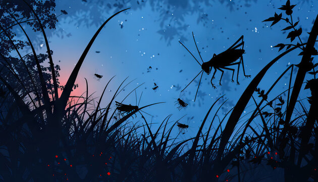 The chirping of crickets filled the night with a symphony of nature sounds