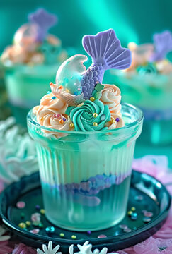 Cupcake or Jello with Mermaid Tail for a Birthday Party