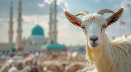Goat Qurban Eid al adha mubarak festival islamic background Generated with Ai Tools