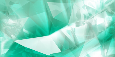 Abstract background of crystals in light turquoise colors with highlights on the facets and refracting of light - obrazy, fototapety, plakaty