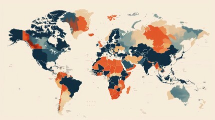 World map highlighting countries by their current account balance no dust