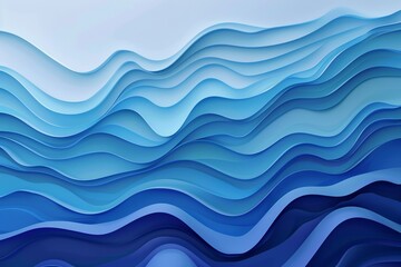 Abstract blue wavy background with paper cut design