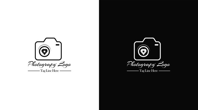 Camera icon Photography Typography Signature Photographer Minimalist Logo Heart Shape icon Vector EPS File
