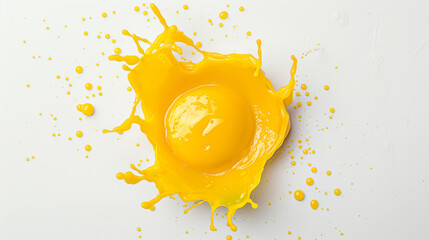 Top-View Ghee Splash, Vibrant Color and Texture, Isolated on White Background