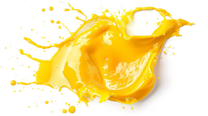 Top-View Ghee Splash, Vibrant Color and Texture, Isolated on White Background
