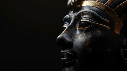 Ancient Egyptians Philosopher, very attractive face with black background. - obrazy, fototapety, plakaty