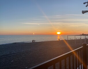 Beautiful landscape beach sea and sunset Sochi Russia 
