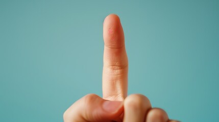 Close up finger in green background