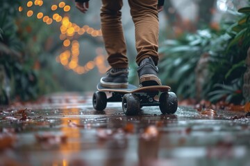 Electric Skateboard Commute Commuter using an electric skateboard for daily transportation