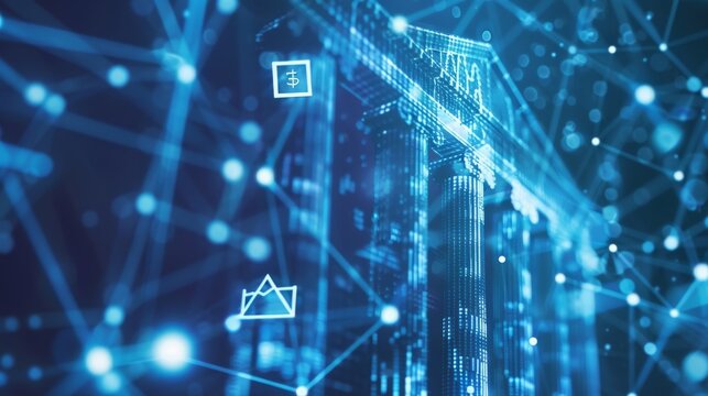 Blockchain in Banking Diagram illustrating how blockchain technology is applied in banking operations, enhancing security and efficiency no dust