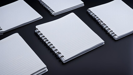 Image of a notebook placed on a black table. Generative ai.