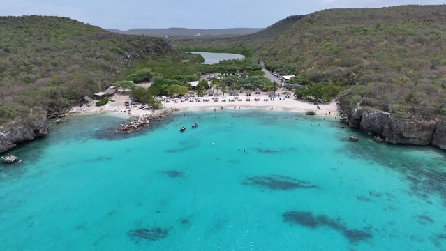 Daaibooi Beach At Willemstad In Netherlands Curacao. Island Beach. Blue Sea Landscape. Willemstad At Netherlands Curacao. Tourism Background. Nature Seascape.