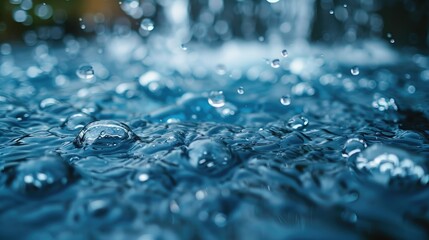 Macro shot of water droplets on a hydroelectric dam, peaceful nature theme - obrazy, fototapety, plakaty