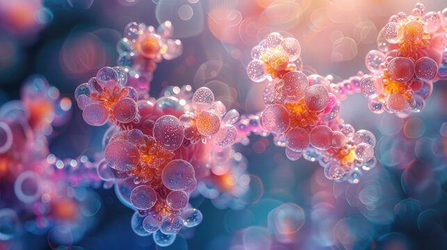 Macro shot of nanotechnology particles interacting under a microscope