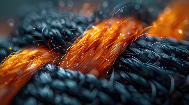 Nano fibers weaving together to create a textile material, macro shot with detailed texture