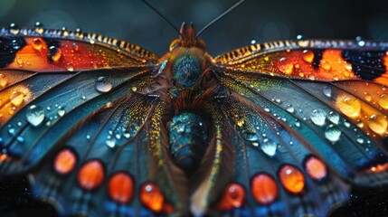 Nanostructure of a butterfly wing, intricate details and vibrant colors - obrazy, fototapety, plakaty
