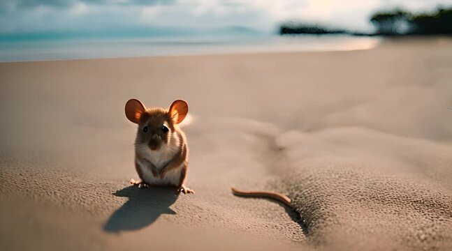 mouse sitting on the beach