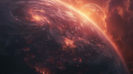 Obraz premium Abstract planets and space background wallpaper illustration