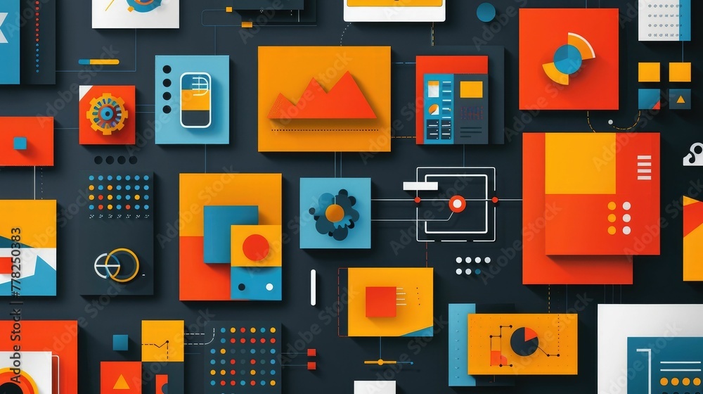 Poster stripped down graphics that focus on the essential elements creating a modern minimalist and visuall