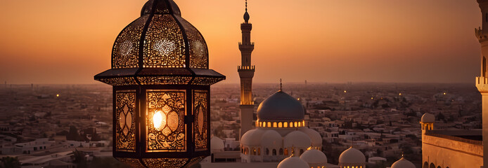 Obraz premium mosque at sunset