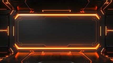 Sleek black and orange live stream overlay video screen interface frame concept, eye-catching orange border game overlay video screen frame for immersive live content - obrazy, fototapety, plakaty