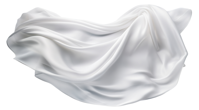 Floating elegant white fabric, cut out