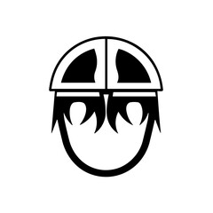 Simple  viking helmet icon. Single soldier warrior helmet icon. 