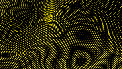 Abstract dynamic yellow dots with black background connection network.Motion modern animation background Black and white modern abstract animated simple minimal pattern background 4k.