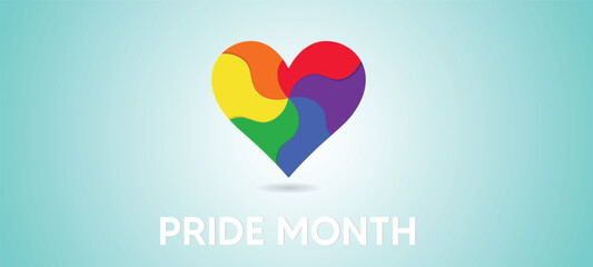 Colorful rainbow heart shape banner for LGBTQ pride month poster