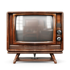 Old tv from 19th, very detailed isolated on white background сreated with Generative Ai