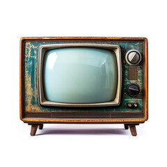 Old tv from 19th, very detailed isolated on white background сreated with Generative Ai