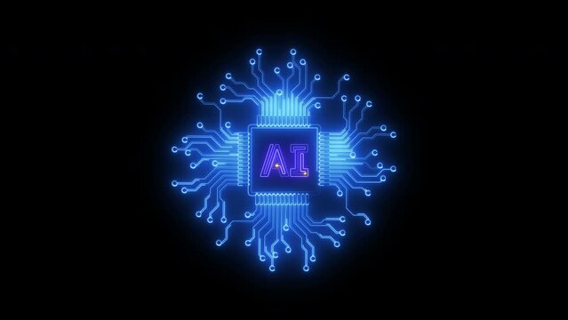 AI artificial intelligence, machine learning concept, big data, cloud computing, computer network and innovation technology. Animation of AI digital chatbot intelligent providing access information.