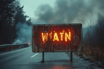 Emergency Evacuation Route Sign indicating an emergency evacuation route on a highway - obrazy, fototapety, plakaty