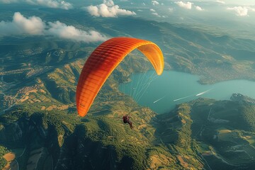 Hang Gliding Experience Hang glider soaring above picturesque landscapes - Powered by Adobe