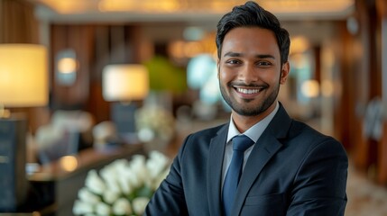 Obraz premium Professional Man Smiling in Office
