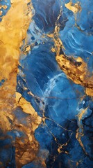 Gold, and blue marble background