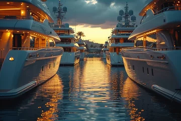 Fotobehang Private Yacht Harbor Exclusive harbor with luxury yachts docked © create