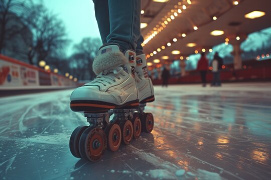 Retro Roller Skating Rink Roller skaters enjoying a nostalgic rink experience
