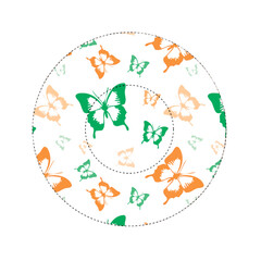 Round icon with butterflies pattern