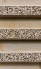 Décoration sur pierre de taille, immeuble haussmannien, Paris, France