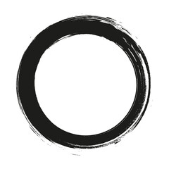 Grunge circle frame. Grunge circle drawn with brush strokes. A circle drawn in ink.