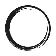 Grunge circle frame. Grunge circle drawn with brush strokes. A circle drawn in ink.