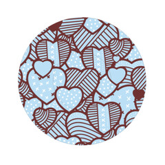 Round icon with abstract hearts pattern, cupcakes form temlpate